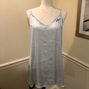 Betsey Johnson Embroidered Lingerie Slip Chemise Blue and White